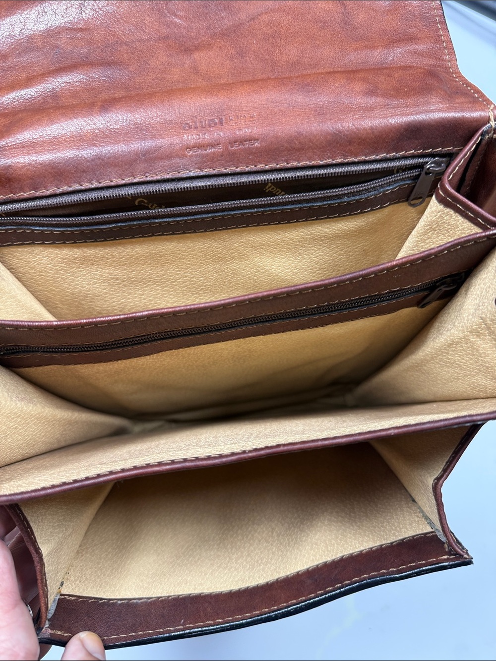 Guidi Vintage Brown Leather Crossbody Messenger Unisex Folio Work Bag - Picture 7 of 10